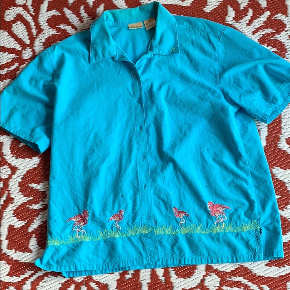 🌴Vintage Bobbie Brooks flamingo cotton top🌴L